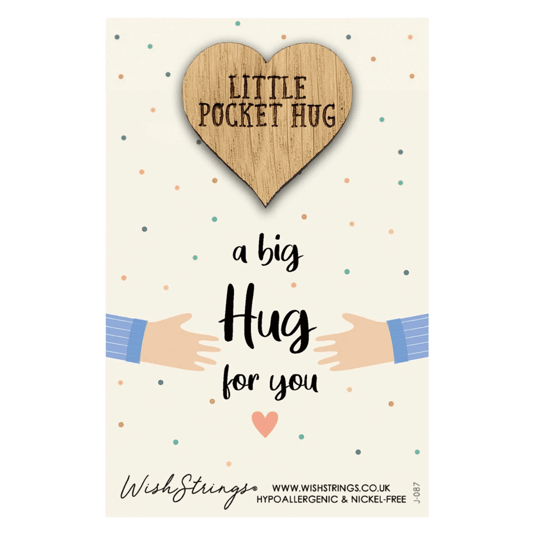 WishStrings Pocket Hug Sentiments, Handmade Wooden Token