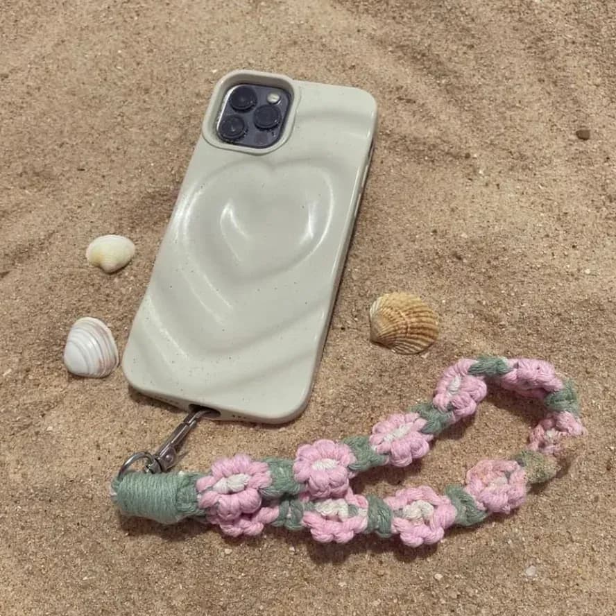 Coconut lane Phone Charm Strap - Beaded, Crystal or Crochet Flower