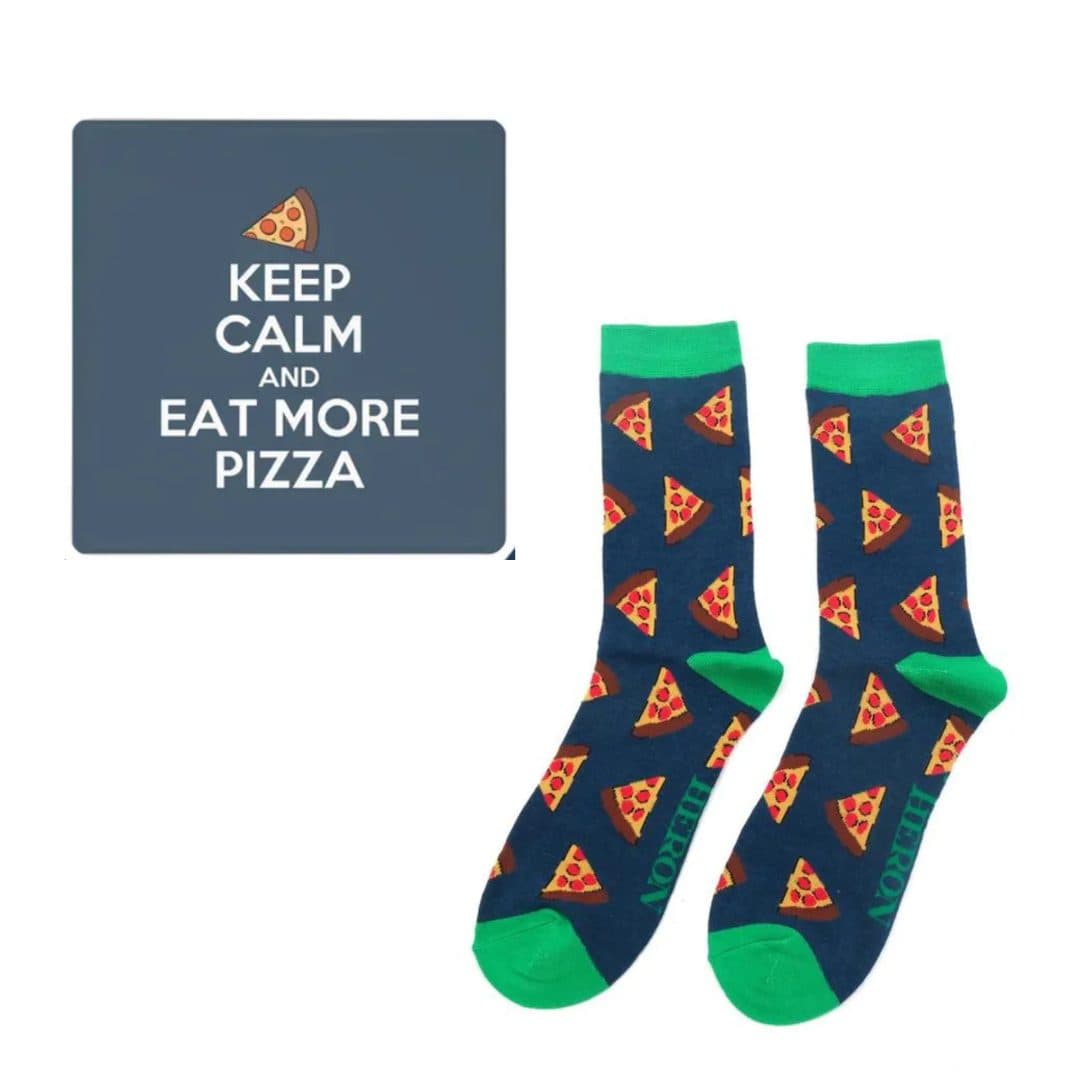 Keep Calm Coaster and Socks Pack - Pizza Edition