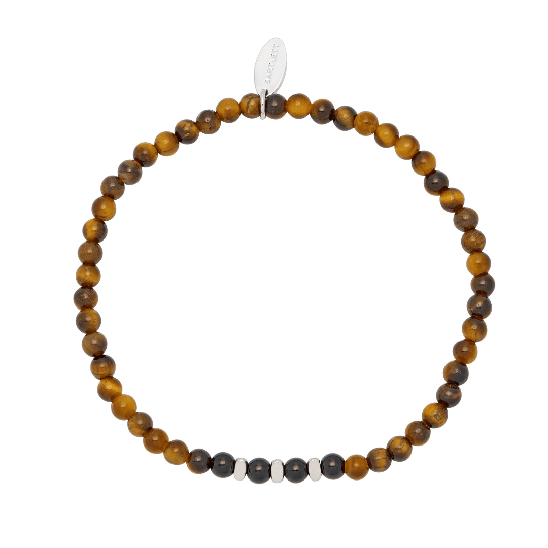Tiger Eye and Onyx Beaded Bracelet by Bartlett London