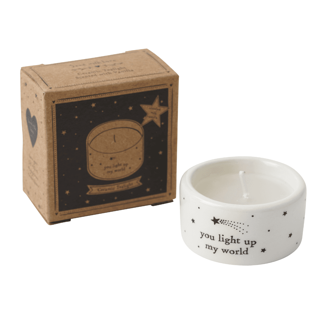Ceramic Tealight - 'You light up my world'