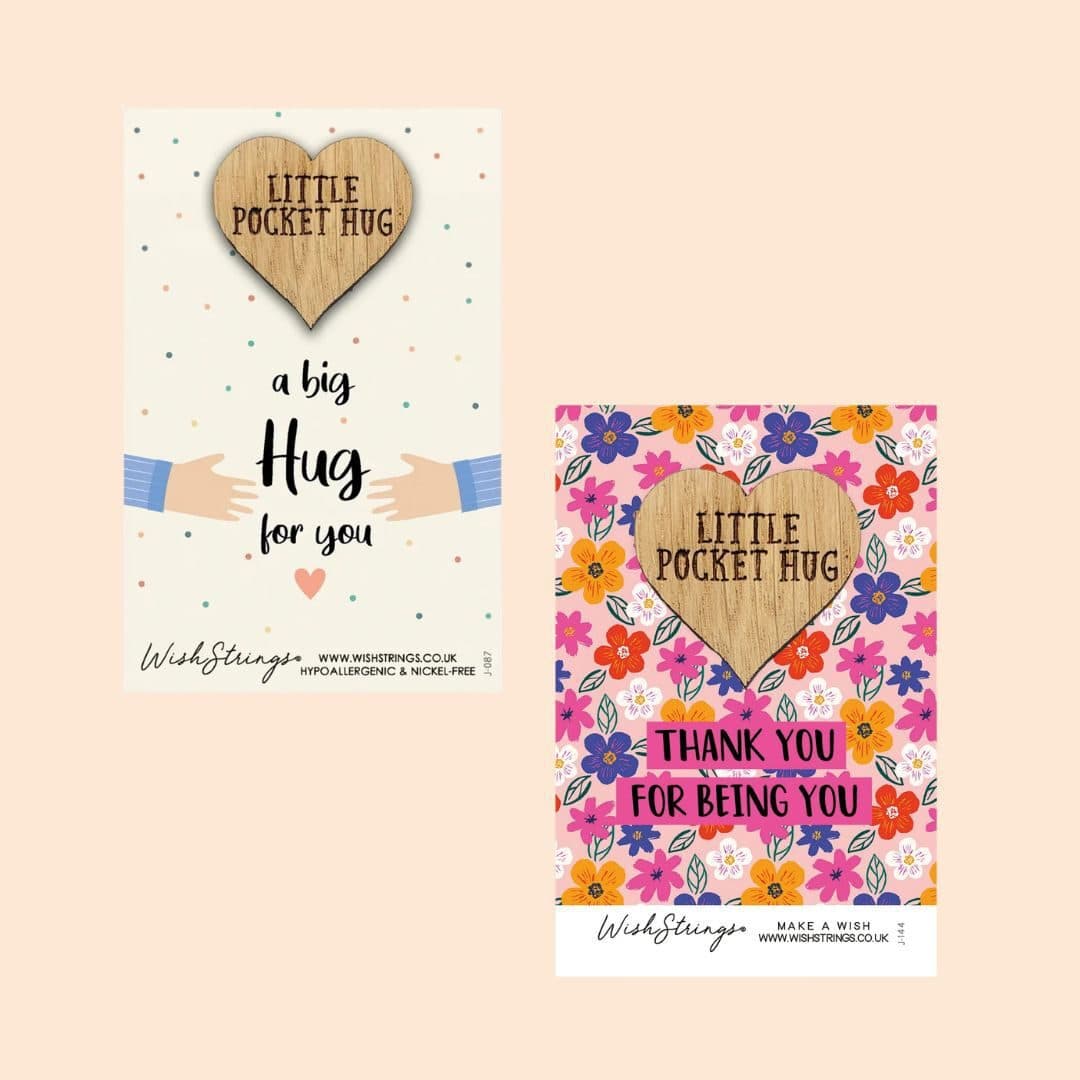 WishStrings Pocket Hug Sentiments, Handmade Wooden Token
