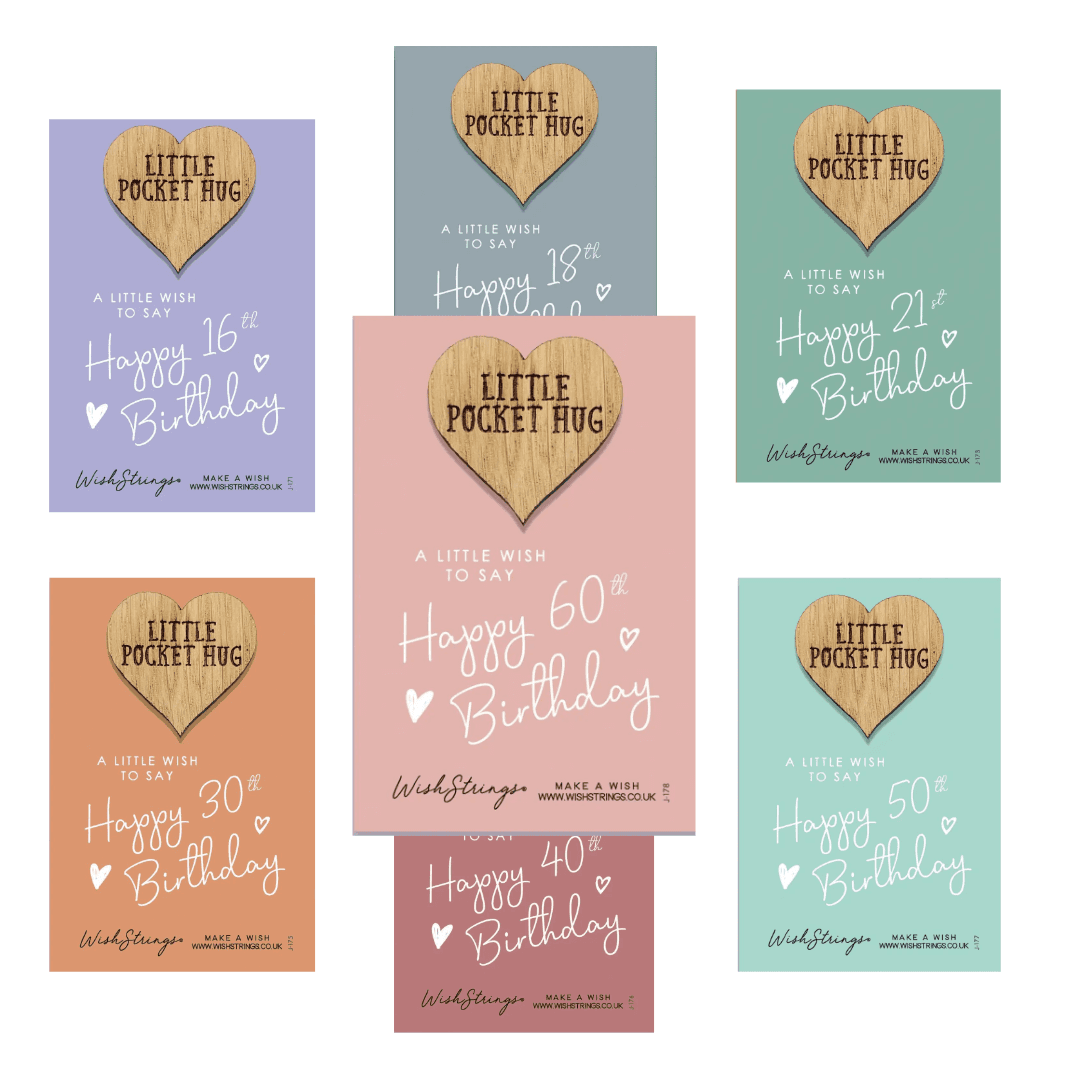 Little Pocket Hugs by WishStrings, Birthday Milestone Token on Card