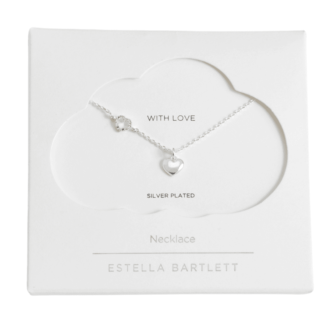 Estella Bartlett Heart Necklace - 'With Love': Gold or Silver Plated