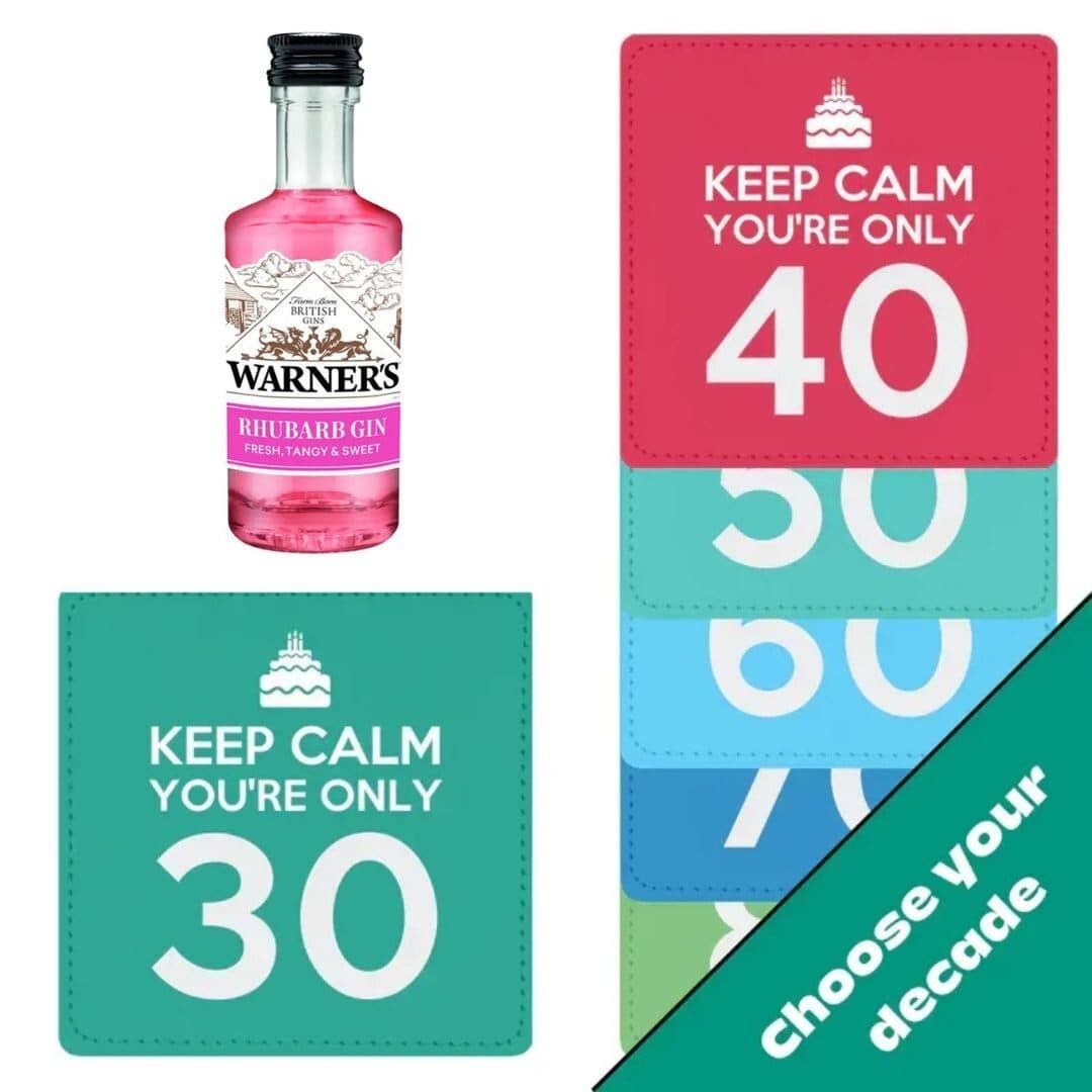 'Toast Your New Decade' Keep Calm Coaster and Gin Miniature 5cl