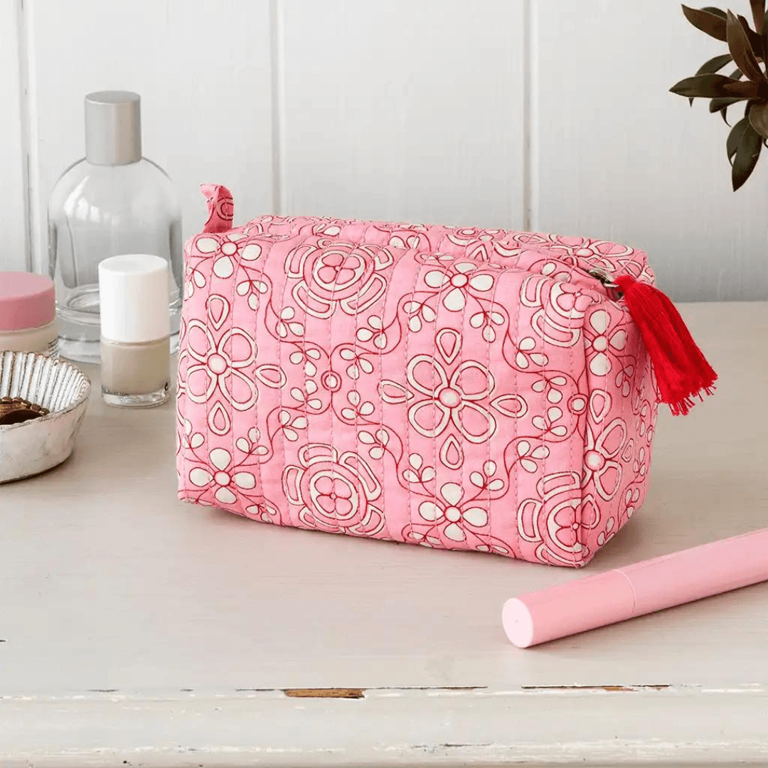 Quilted Cotton Make Up Bag