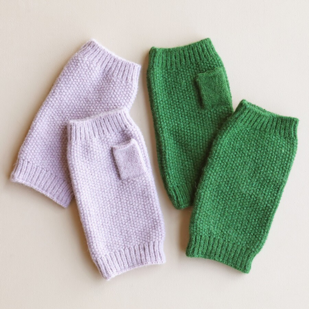 Fingerless Glove Hand Warmers in Emerald Green or Lilac