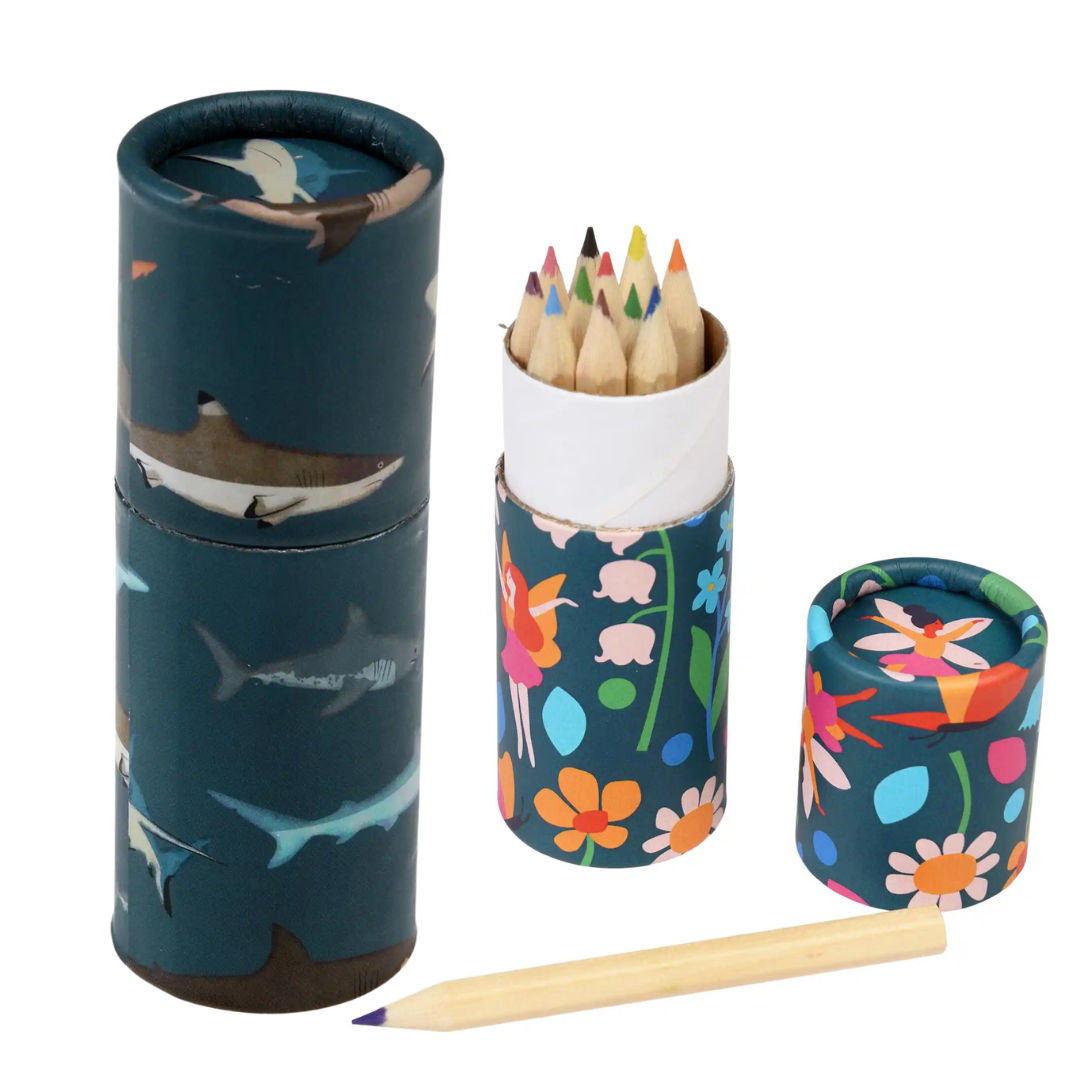 Tube of Colouring Pencils (Set of 12): Sharks or Fairies