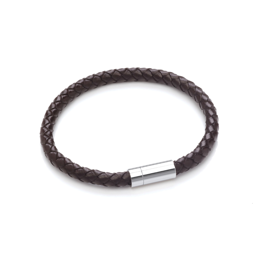 Bartlett London Men's Woven Leather Bracelet, Brown