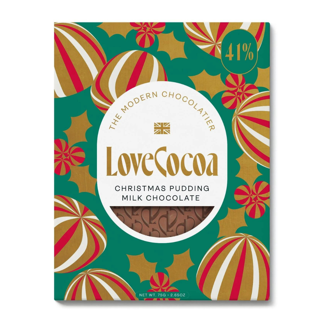 Love Cocoa Christmas Pudding Milk Chocolate Bar 75g