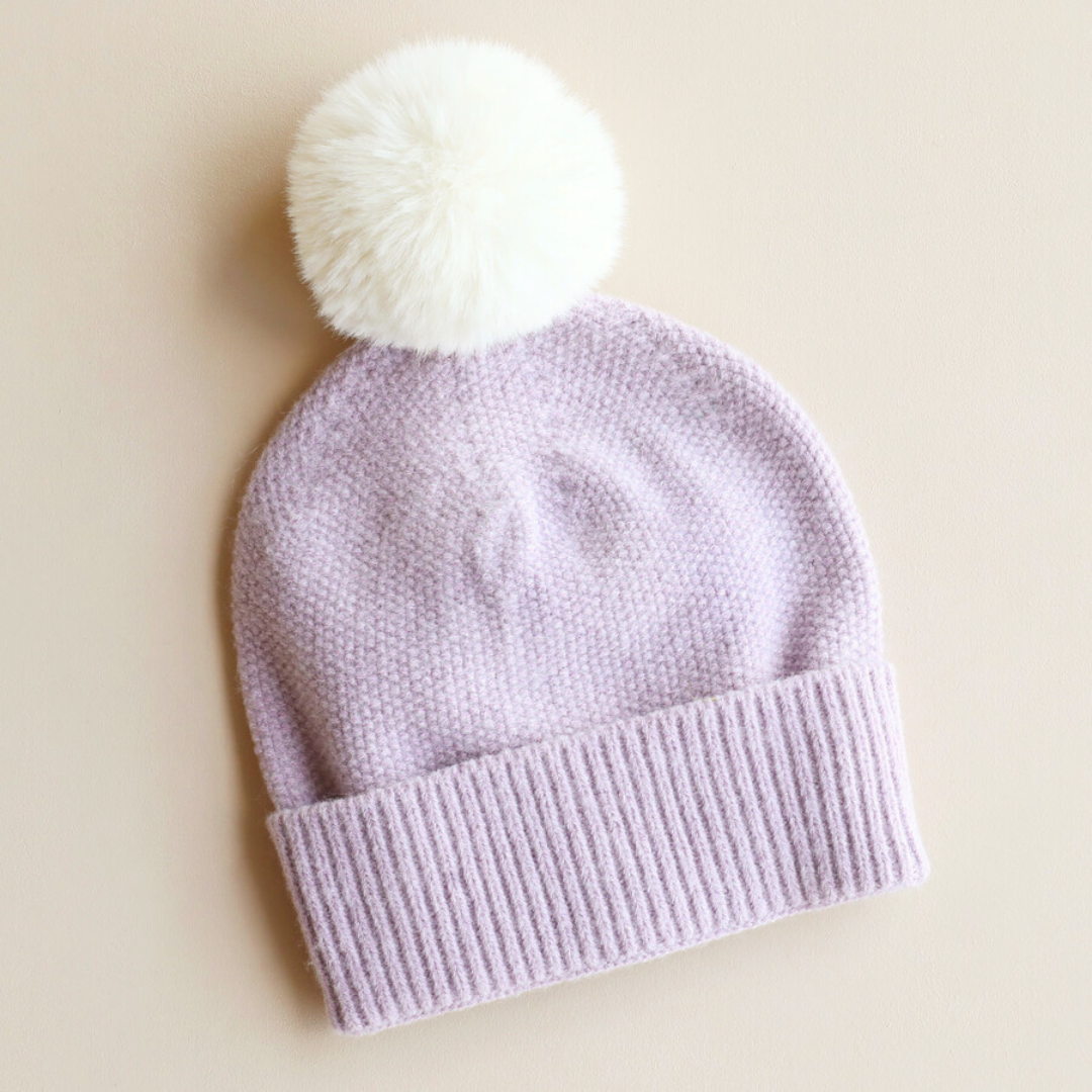 Pom Pom Bobble Hat in Emerald Green or Pale Lilac