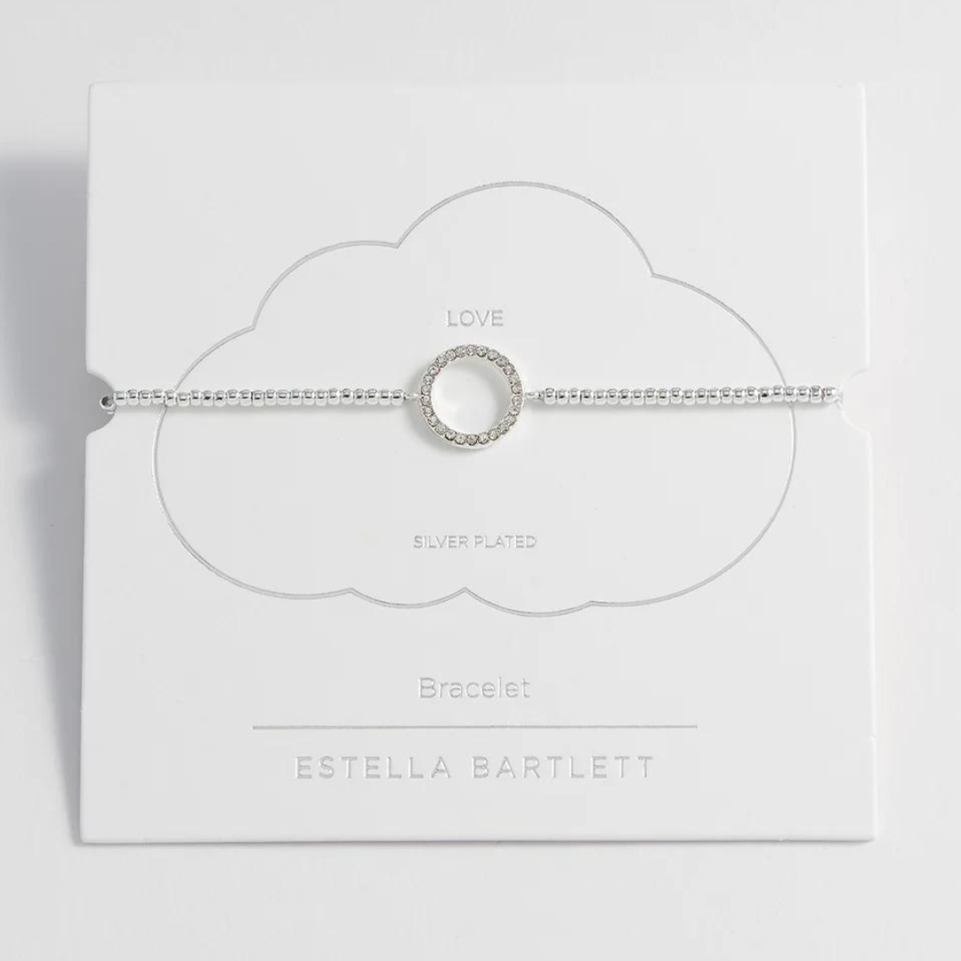 Estella Bartlett Silver CZ Circle Bracelet - 'Love'