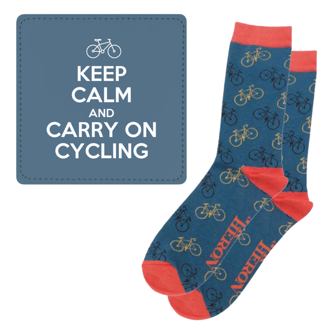 Keep Calm Coaster and Socks Pack - Bike Edition