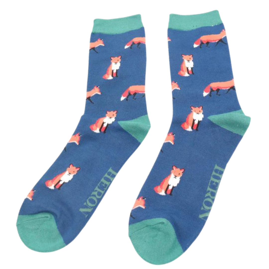 Mr Heron Bamboo Socks - Foxes (size 7-11)