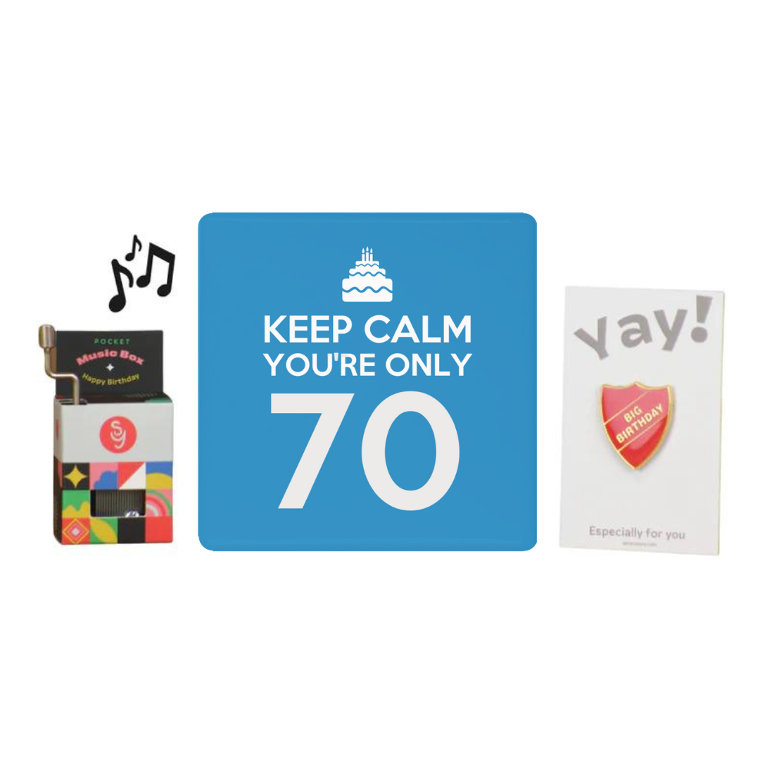 Ceramic Keep Calm Coaster & Birthday Celebration Pack