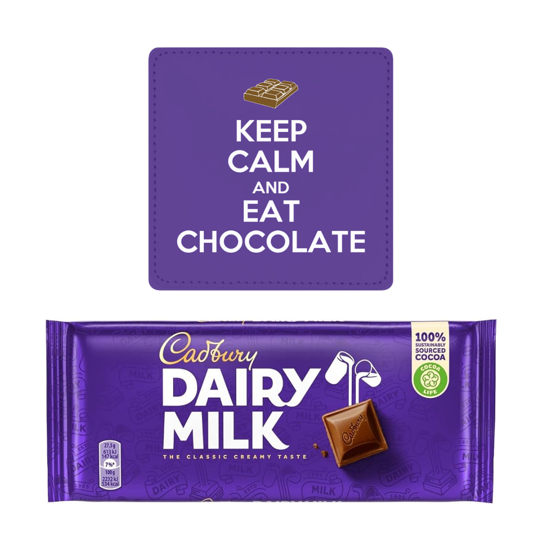 The Chocoholic Pack - Cadbury's Dairy Milk and Keep Calm Coaster