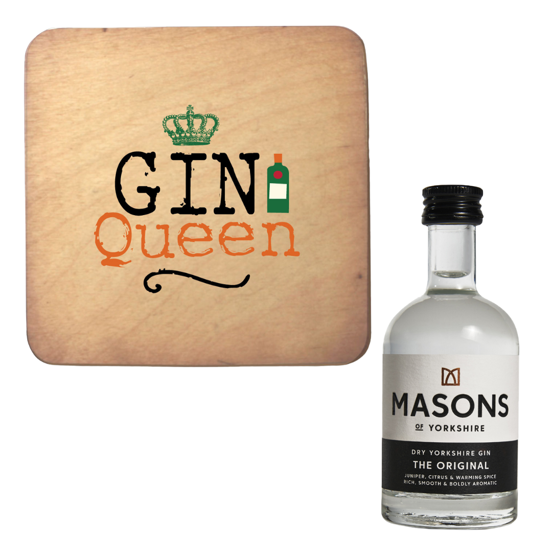 Mason's Original Gin Miniature & Coaster - 'Gin Queen'